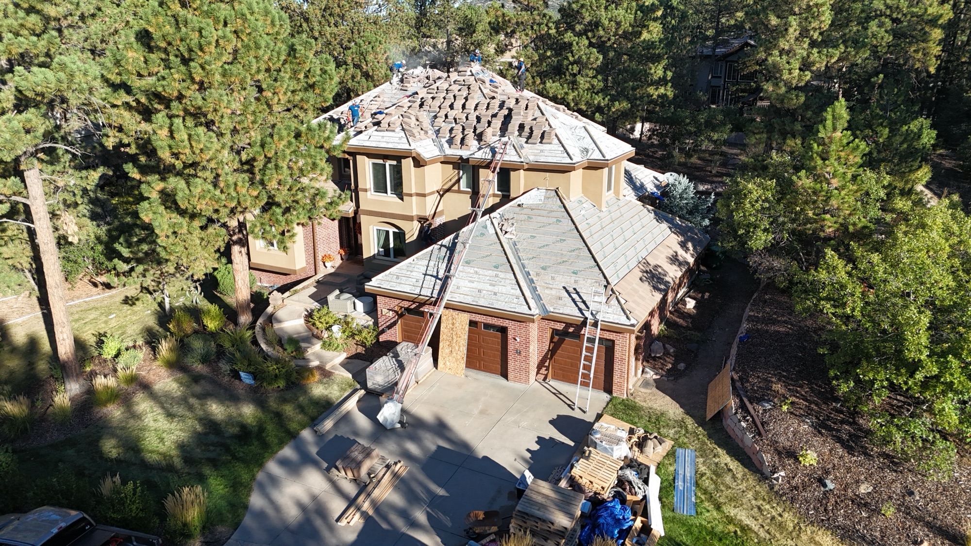 Castle Pines tile roof replacement 2024 (mid way)