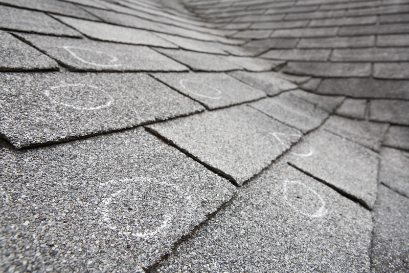 Hail damage on shingle roof in Castle Rock, Colorado
